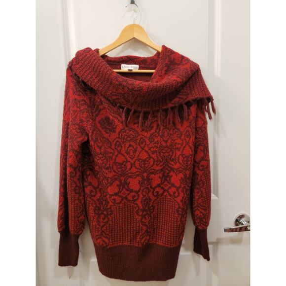 Knox Rose Off the Shoulder Jacquard Sweater with Fringe - Picture 2 of 7